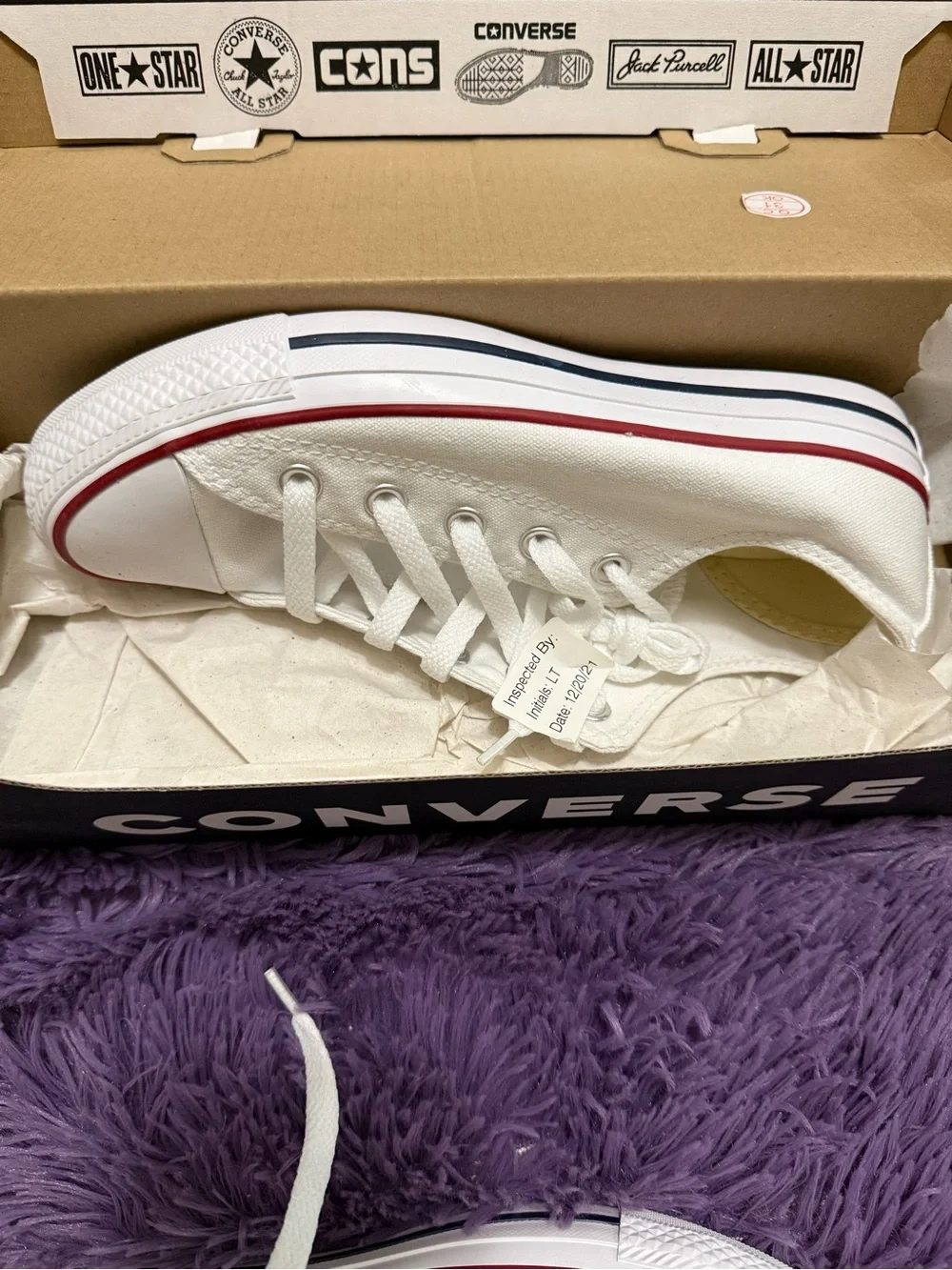 Converse Kids Unisex White Low Top Sneakers with Red Accent
